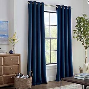 Liz Claiborne Retired Quinn Basketweave Grommet Panel Set Lot of 2 in Navy Blue.